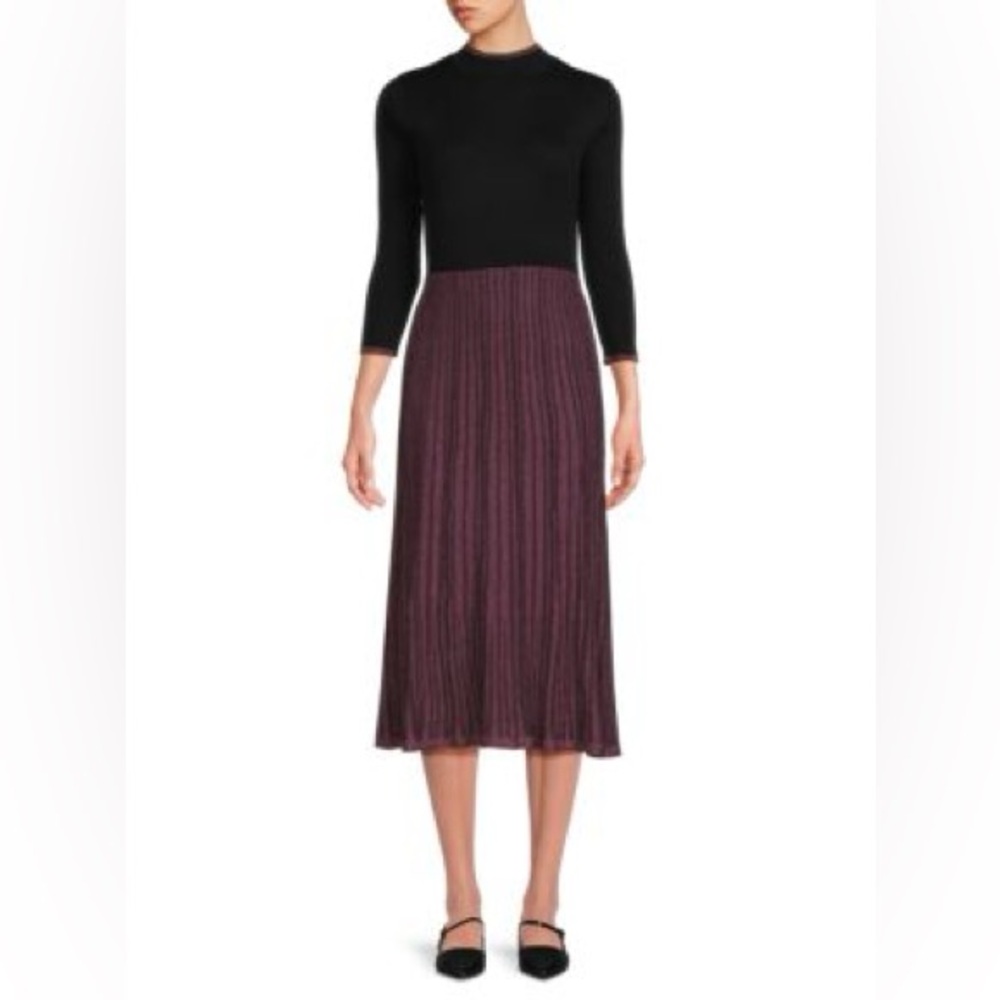 NWT Nanette Lepore Pleated Midi Sweater Dress L